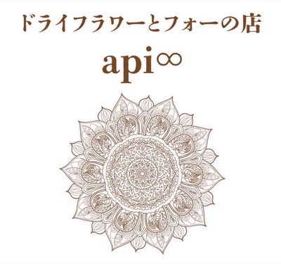 ドライフラワーとフォーの店 api∞ のロゴ